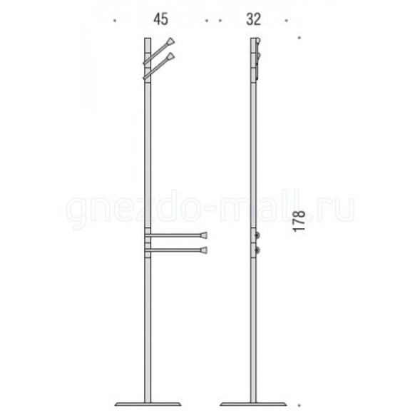 Стойка COLOMBO DESIGN ISOLE B9412N напольная с 2 полотенцедержателями с 2 крючками